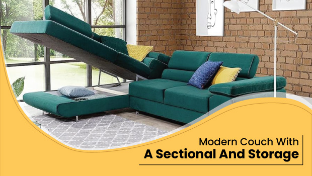 Modern couch with a sectional and storage